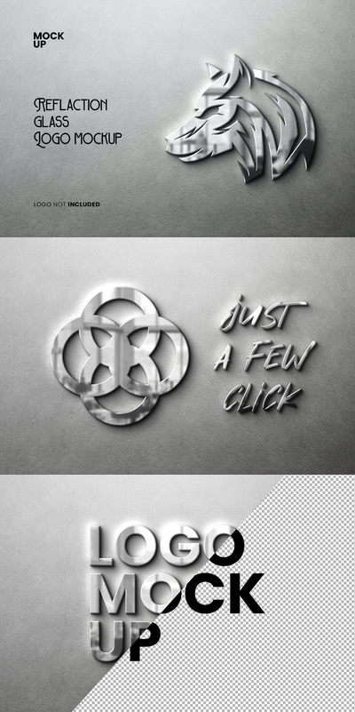 玻璃反光logo设计展示样机 (PSD)