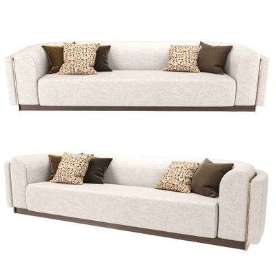 Wellington一体式带灰色纹理的米色布艺沙发3D模型（OBJ,FBX,MAX）