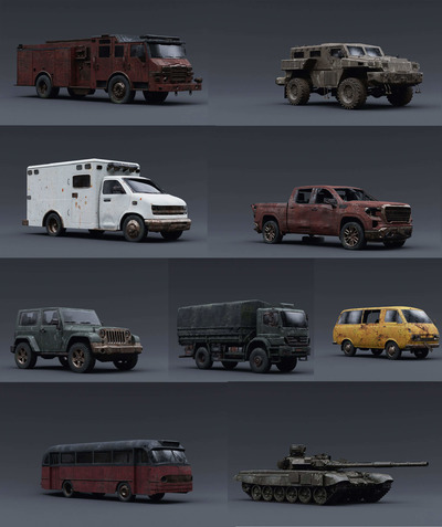 APOCALYPSE车辆合集low poly 3D模型（OBJ,FBX）
