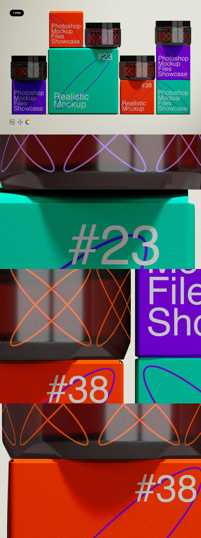 纸盒和化妆瓶模型样机 (PSD)