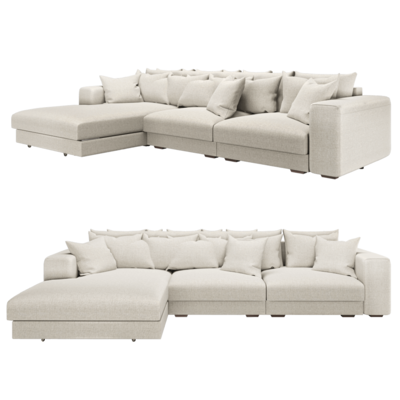 Beverly米色布艺转角沙发3D模型（OBJ,FBX,MAX）