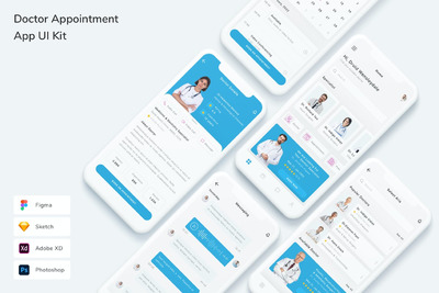医生预约APP UI KIT (FIG,PSD,SKETCH,XD)