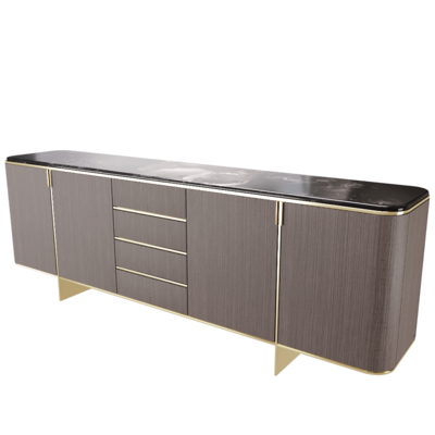 Dean带脚架的圆角大理石台面边柜抽屉柜3D模型（OBJ,FBX,MAX）