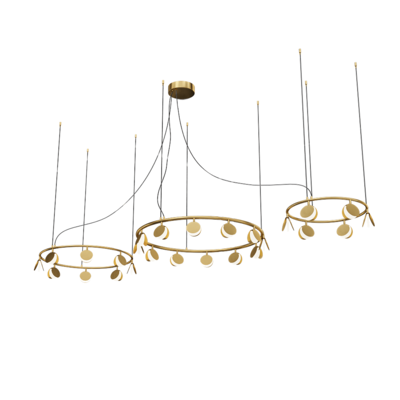 Shell 7355金色圆环及灯罩组合吊灯3D模型（OBJ,FBX,MAX）