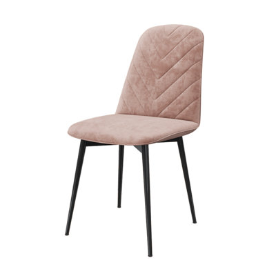 Malibu金属腿架粉色丝绒布艺软垫靠背椅3D模型（OBJ,FBX,MAX）