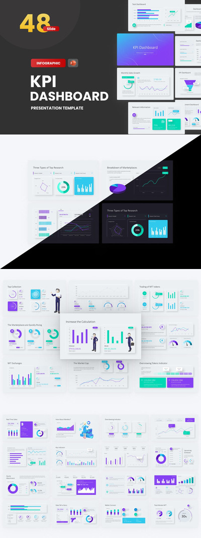 KPI 新型体仪表盘数据PPT模板 (PPTX)