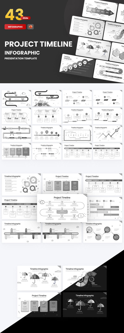 涂鸦风格项目时间线管理PPT模板 (PPTX)