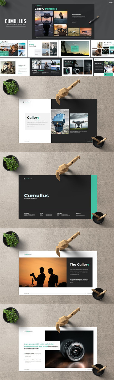 简约时尚高端摄影powerpoint幻灯片演示模板（pptx）