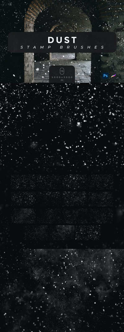 高品质的逼真质感灰尘雪花下雪背景底纹纹理笔刷集合