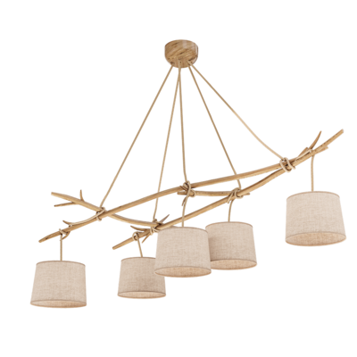 Sabina 6175木条支架米色布艺灯罩组合吊灯3D模型（OBJ,FBX,MAX）