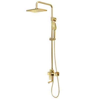 A15501带水龙头软管和花洒的金色全套浴室淋浴系统3D模型（OBJ,FBX,MAX）