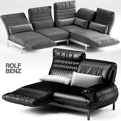 Rolf Benz Plura黑色和灰色柔软沙发3D模型（MAX）
