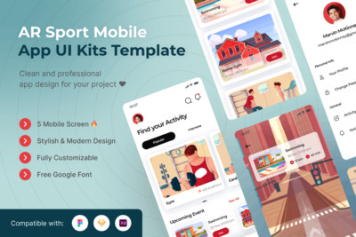 AR运动体验App UI Kits (FIG,SKETCH,XD)