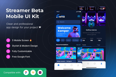 手机游戏平台App UI Kits (FIG,SKETCH,XD)