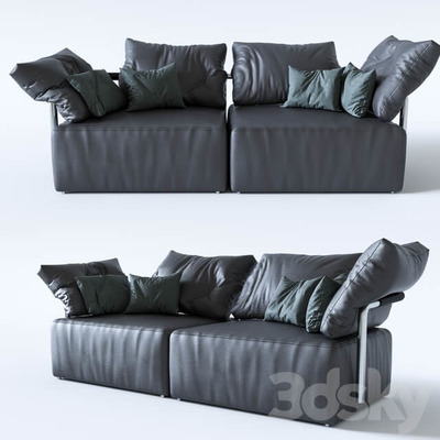 Cassina 503深灰色皮革柔软双人沙发3D模型（OBJ,FBX,MAX）