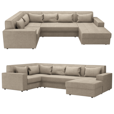 Manhattan卡其色布艺转角沙发3D模型（OBJ,FBX,MAX）