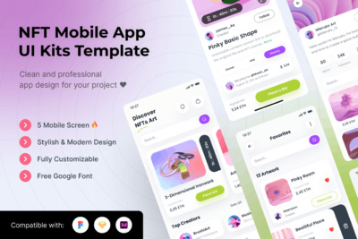 NFT 交易移动的 App UI Kits (FIG,SKETCH,XD)