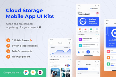 手机云存储App UI Kits (FIG,SKETCH,XD)