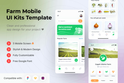 农场农副产品App UI Kits (FIG,SKETCH,XD)
