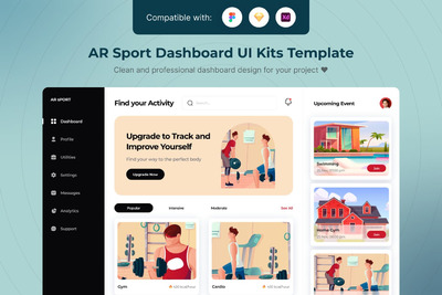 AR运动后台管理仪表盘UI模版 (FIG,SKETCH,XD)
