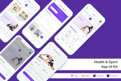 健康与运动APP UI KIT (FIG,PSD,SKETCH,XD)