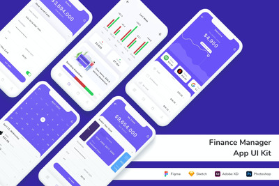 财务管理APP UI KIT (FIG,PSD,SKETCH,XD)