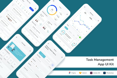 任务管理APP UI KIT (FIG,PSD,SKETCH,XD)