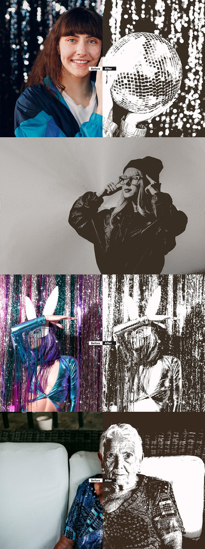 高端时尚抽象圆圈纹理效果photoshop动作预设