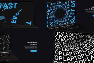 暗黑笔记本电脑样机网站UI展示视频AE模板[aep]