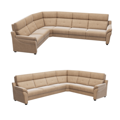 Ares多人座卡其色布艺转角沙发3D模型（OBJ,FBX,MAX）