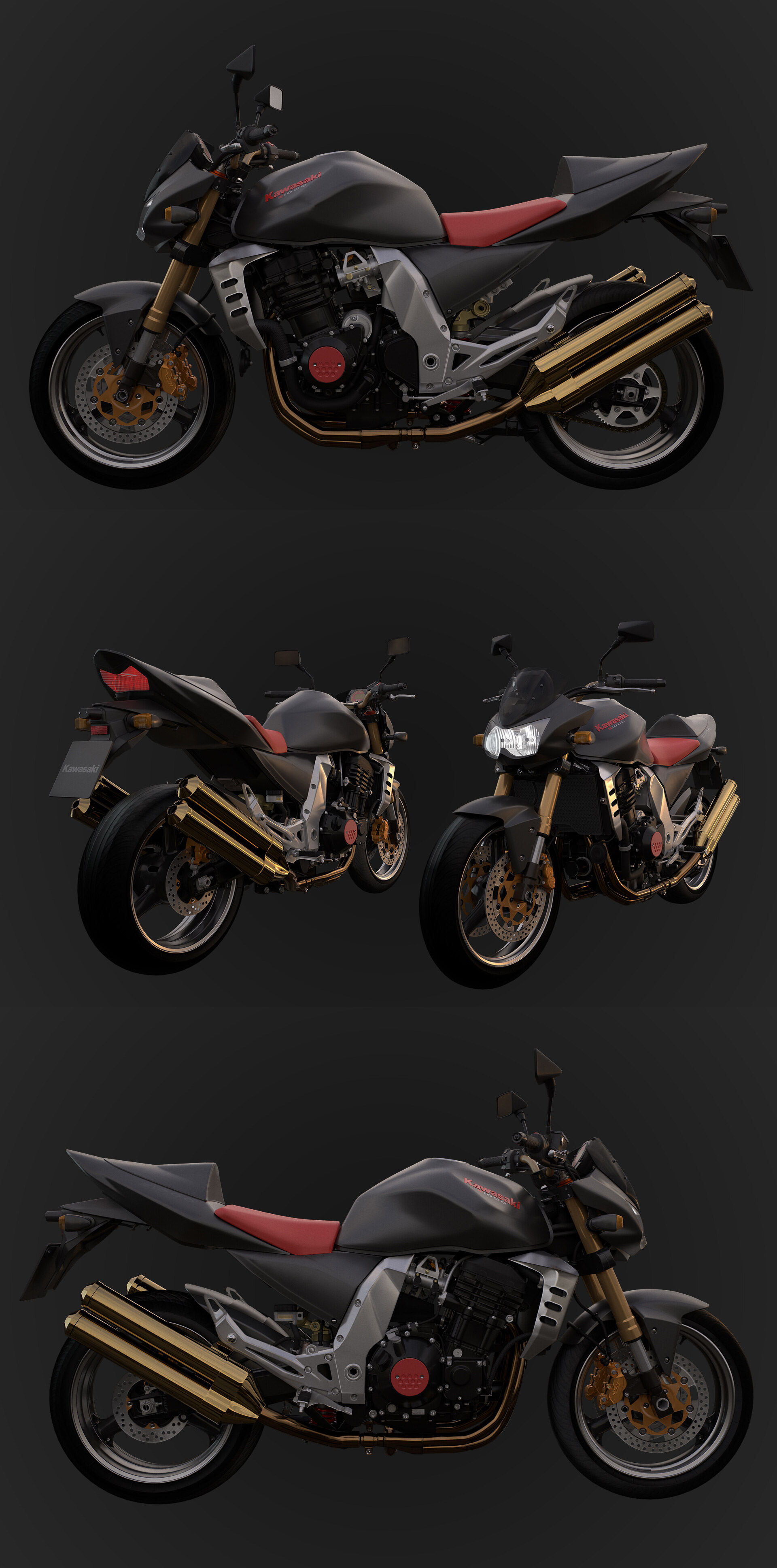 川崎Kawasaki Z 1000 2006款摩托车3D模型（OBJ,FBX,MAX）