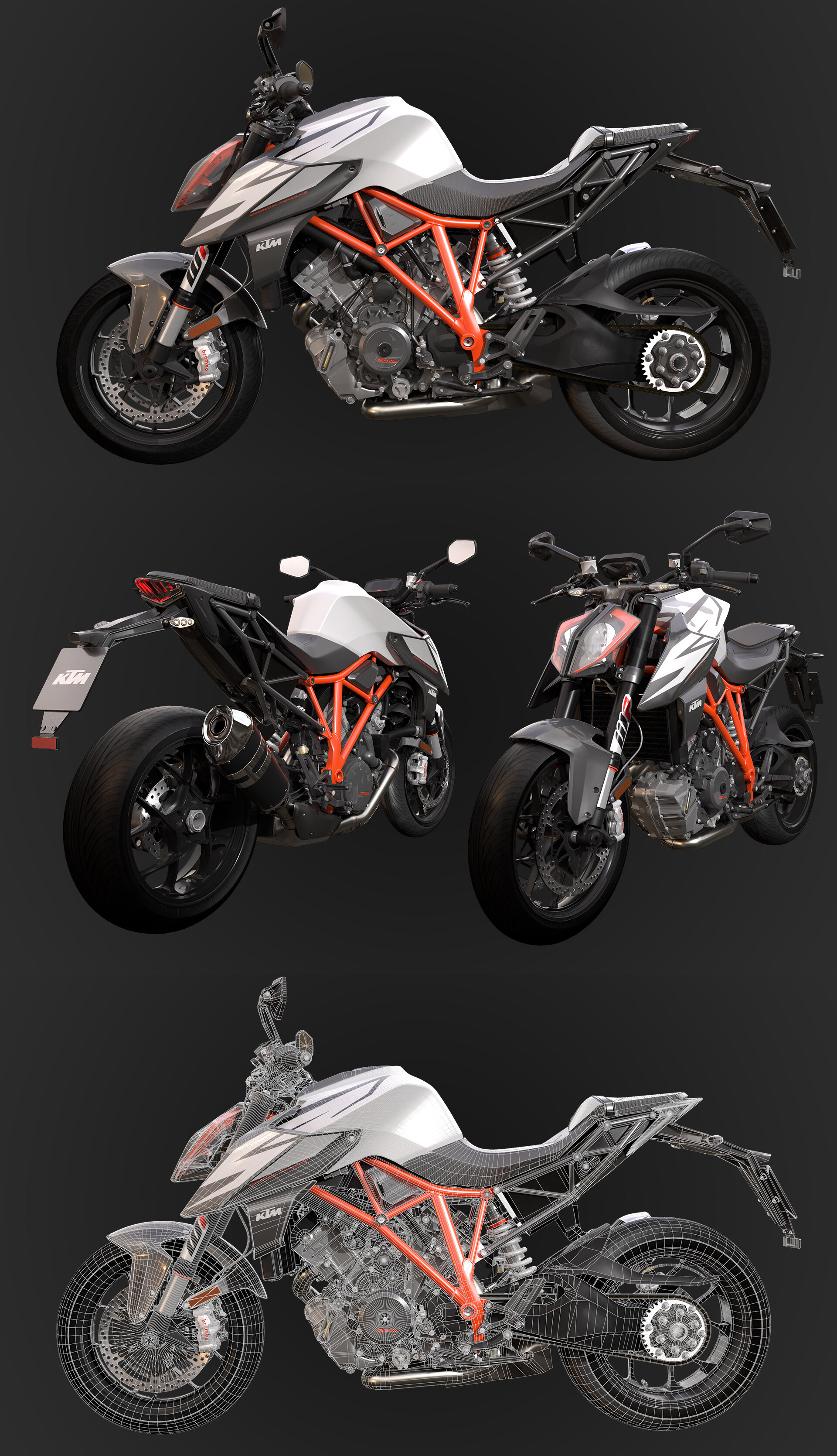 KTM 1290 Super Duke R 2019款摩托车3D模型（OBJ,FBX,MAX）