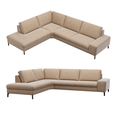 Fontane浅卡其色布艺转角沙发3D模型（OBJ,FBX,MAX）