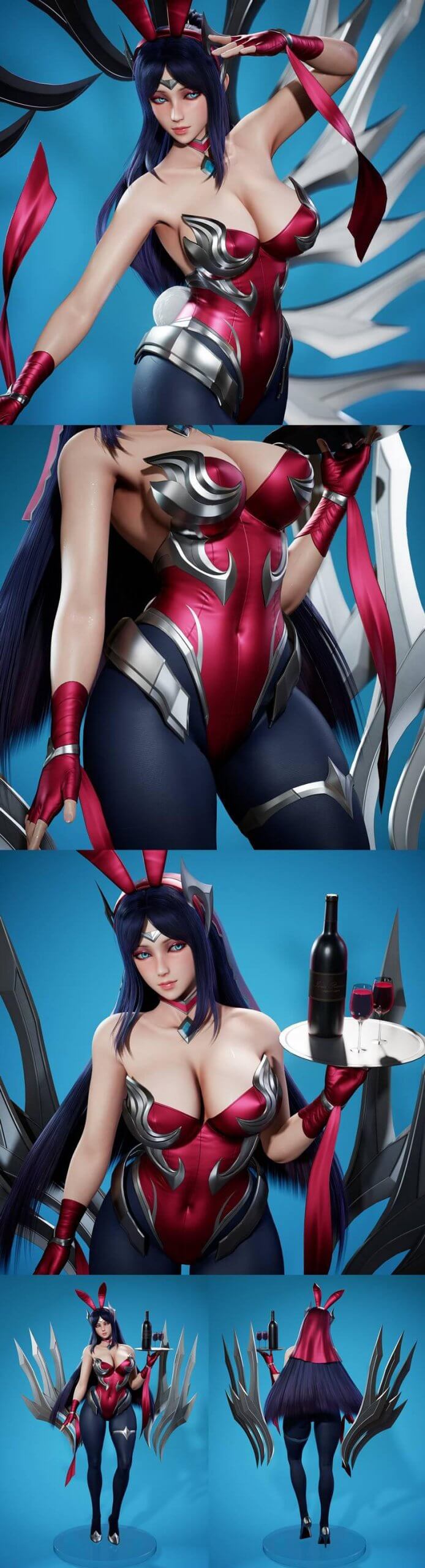 游戏人物战斗兔女3D人物模型下载 (fbx,Blend,Maya)