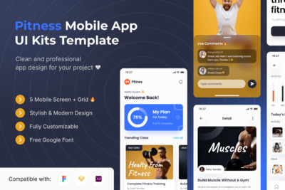 健身运动APP UI KIT (FIG,SKETCH,XD)