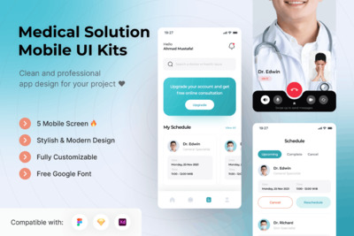 医疗解决方案APP UI KIT (FIG,SKETCH,XD)