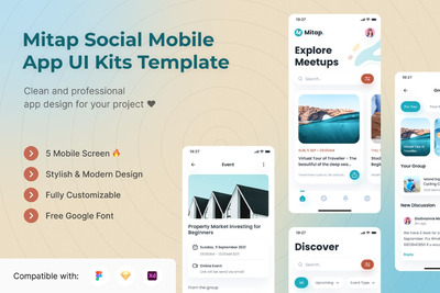 优雅简约社交应用APP UI KIT (FIG,SKETCH,XD)