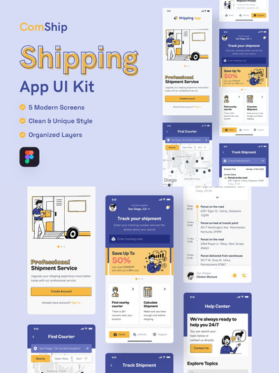 发货/配送APP UI KIT (FIG)