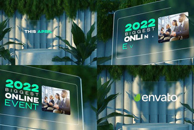 绿色自然毛玻璃企业开场视频AE模板[aep]