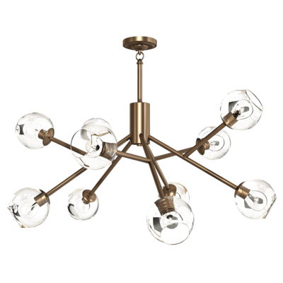 Bueno黄铜色金属枝干球形玻璃灯罩组合吊灯3D模型（OBJ,FBX,MAX）