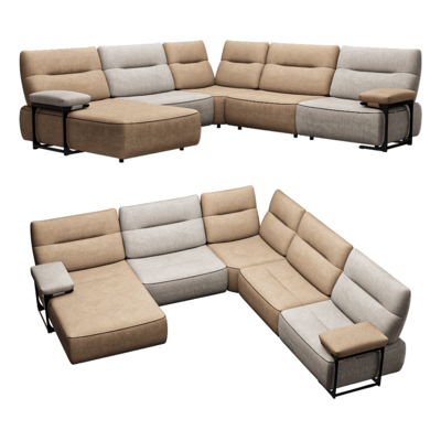 Vegas卡其色米色双色组合布艺沙发3D模型（OBJ,FBX,MAX）