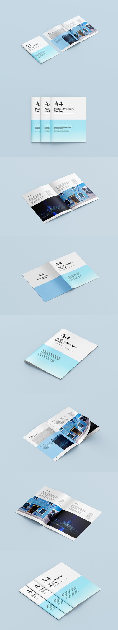 A4小册子折页设计模型样机 (PNG,PSD)