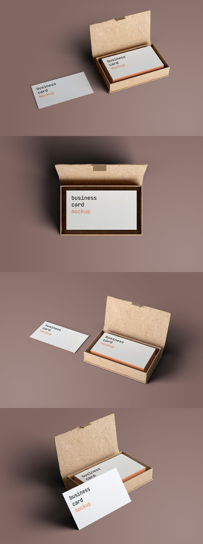 带有盒子模型的名片样机 (PSD)