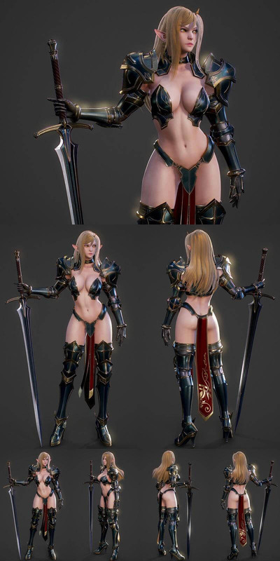 精灵剑士游戏3D模型下载 (fbx,max,Blend, uproject, Maya)