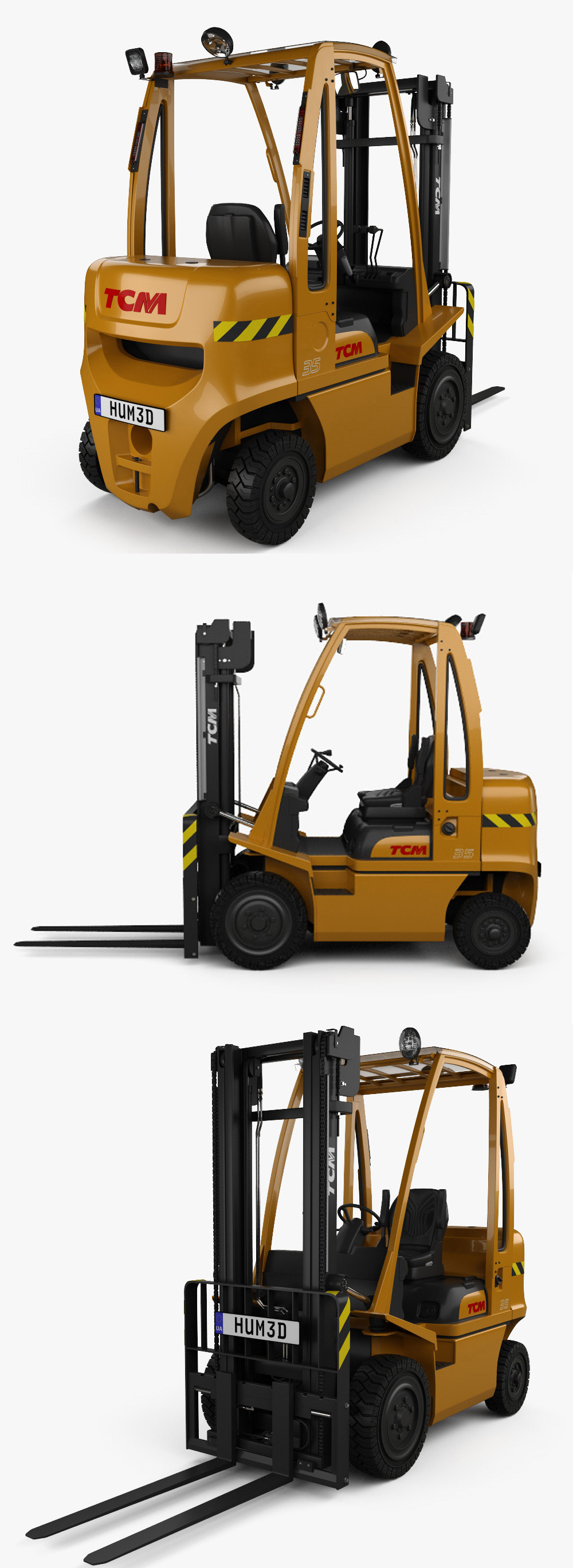 TCM FD35-E1 2019款内燃平衡重叉车3D模型（OBJ,FBX,MAX）