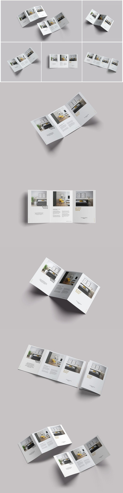 A5尺寸三折页宣传册设计样机 (PSD)