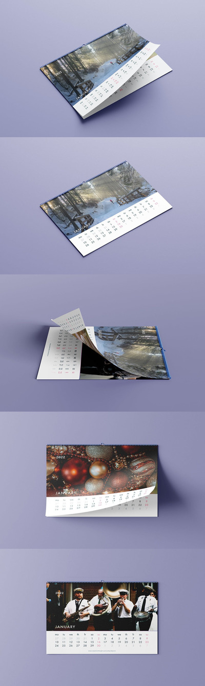 活页翻页日历设计样机 (PNG,PSD)