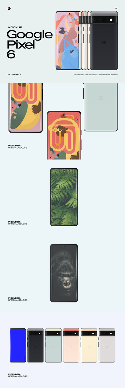 Google谷歌 Pixel 6手机样机 (PSD)