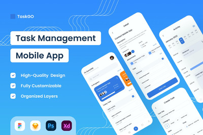 任务管理App UI Kit (PSD,XD,FIG,SKETCH)