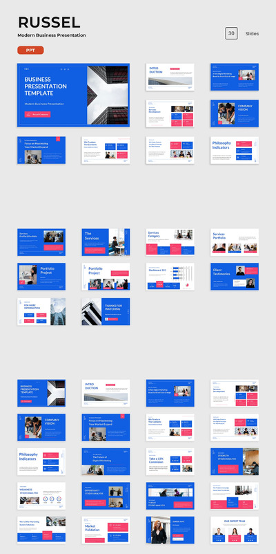 高品质的时尚高端清新简约优雅多用途蓝白配色powerpoint幻灯片演示模板（pptx）